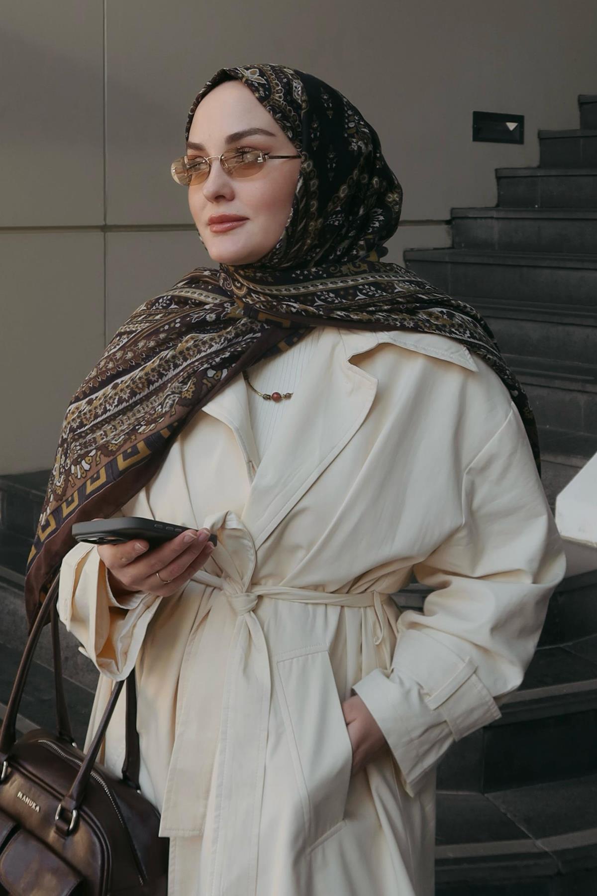 Aleyna Ataların Tercihi Breeze Haki Early İpek Şal