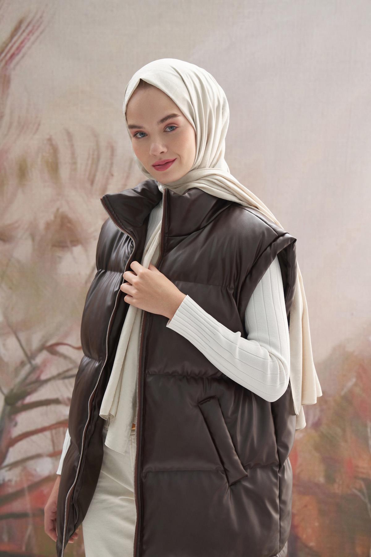 Antik Desen Pamuk İpek Şal Camel