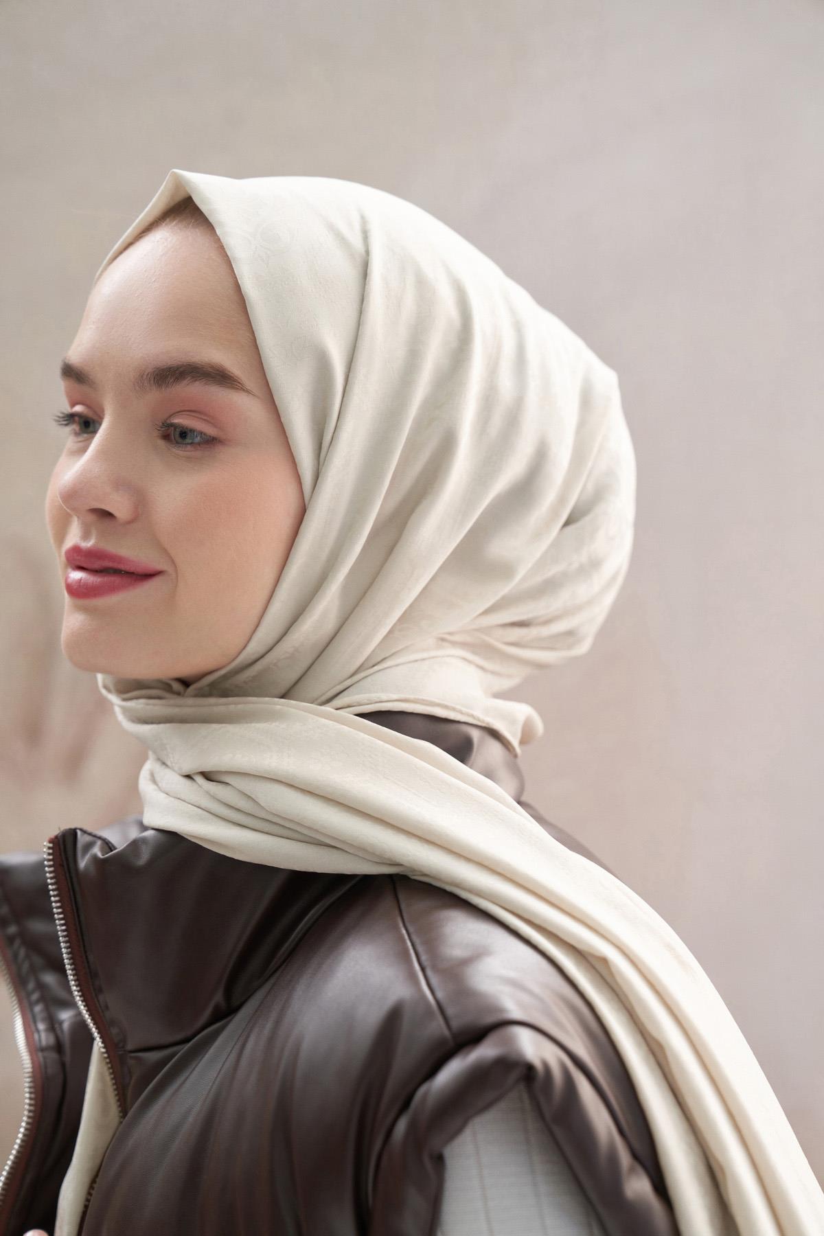 Antik Desen Pamuk İpek Şal Camel