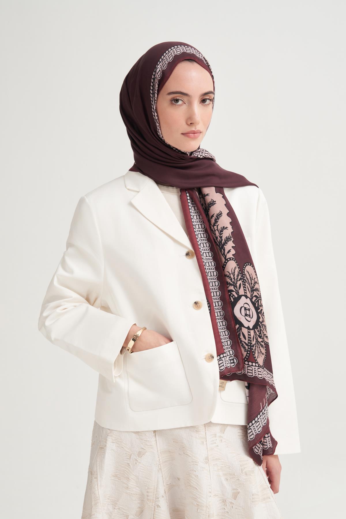 Liva İncira Viskon Şal Bordo