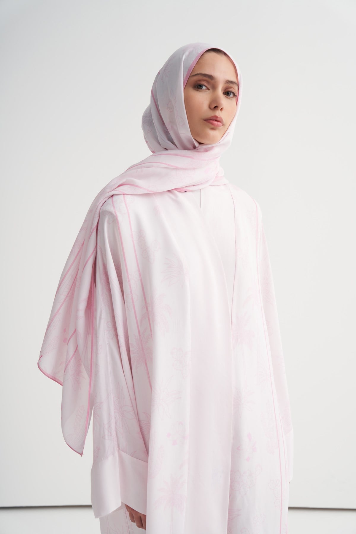 Mania Floş Abaya Soft Pembe