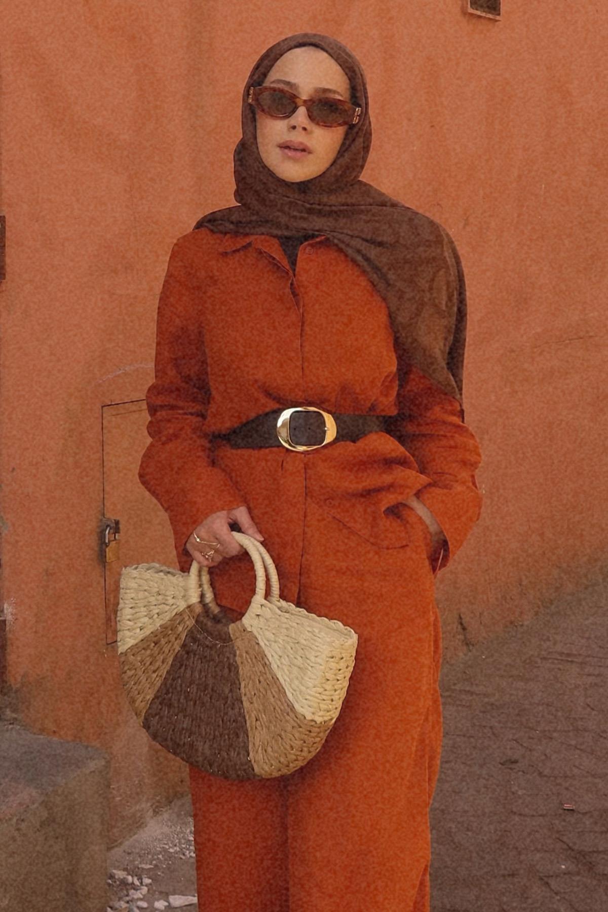 Feyza Hakyemezin Tercihi Örgü Desen Hasır Çanta