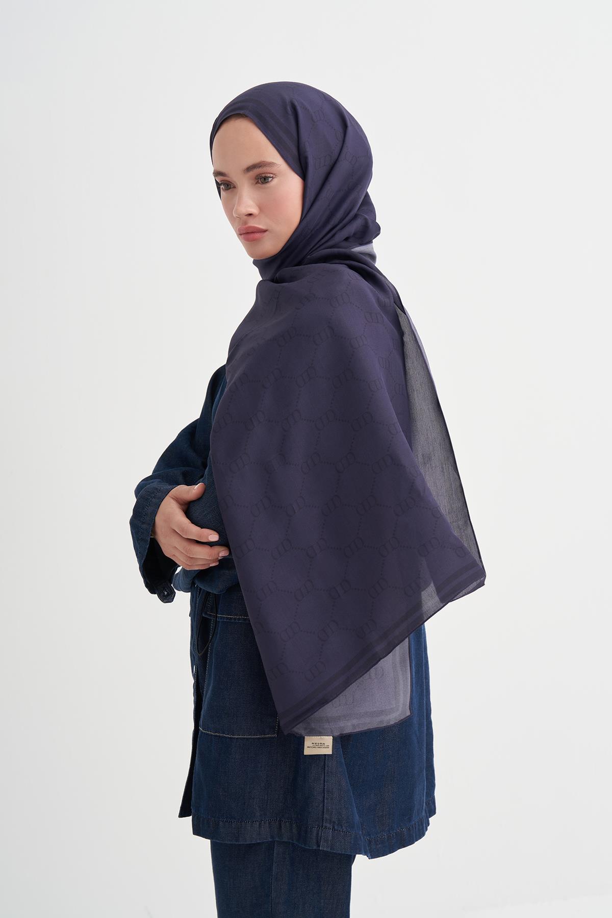 Grace Monogram Floş Şal Morcivert