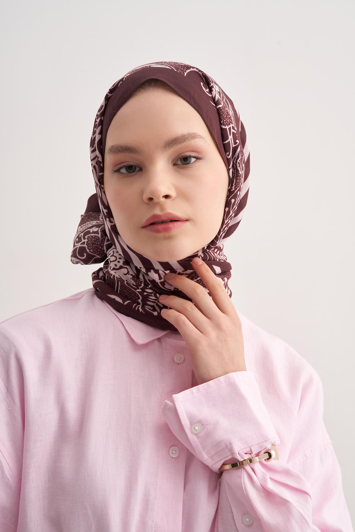 Sahra Bordo Vela Floş Şal