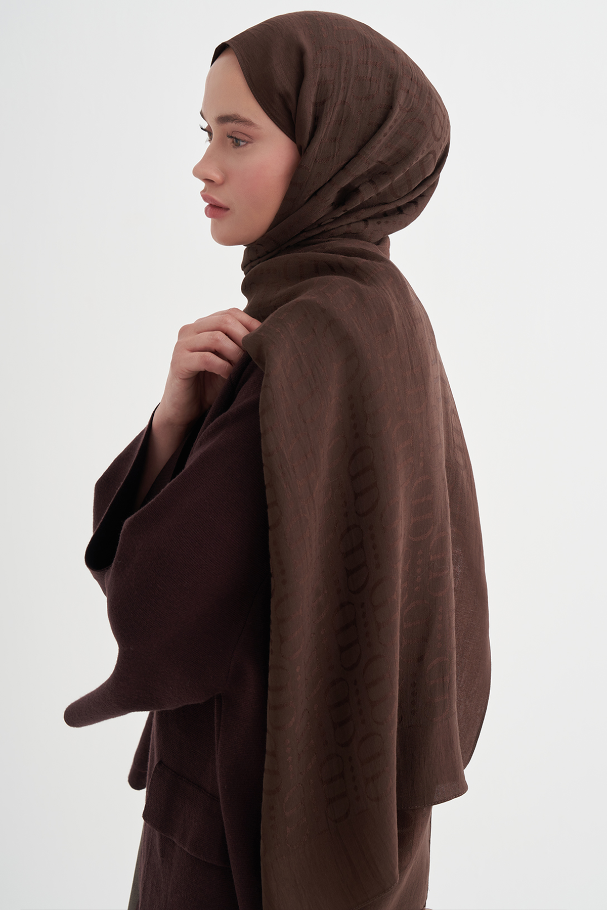 Luxe Desen Liora Pamuk Şal Acı Kahve