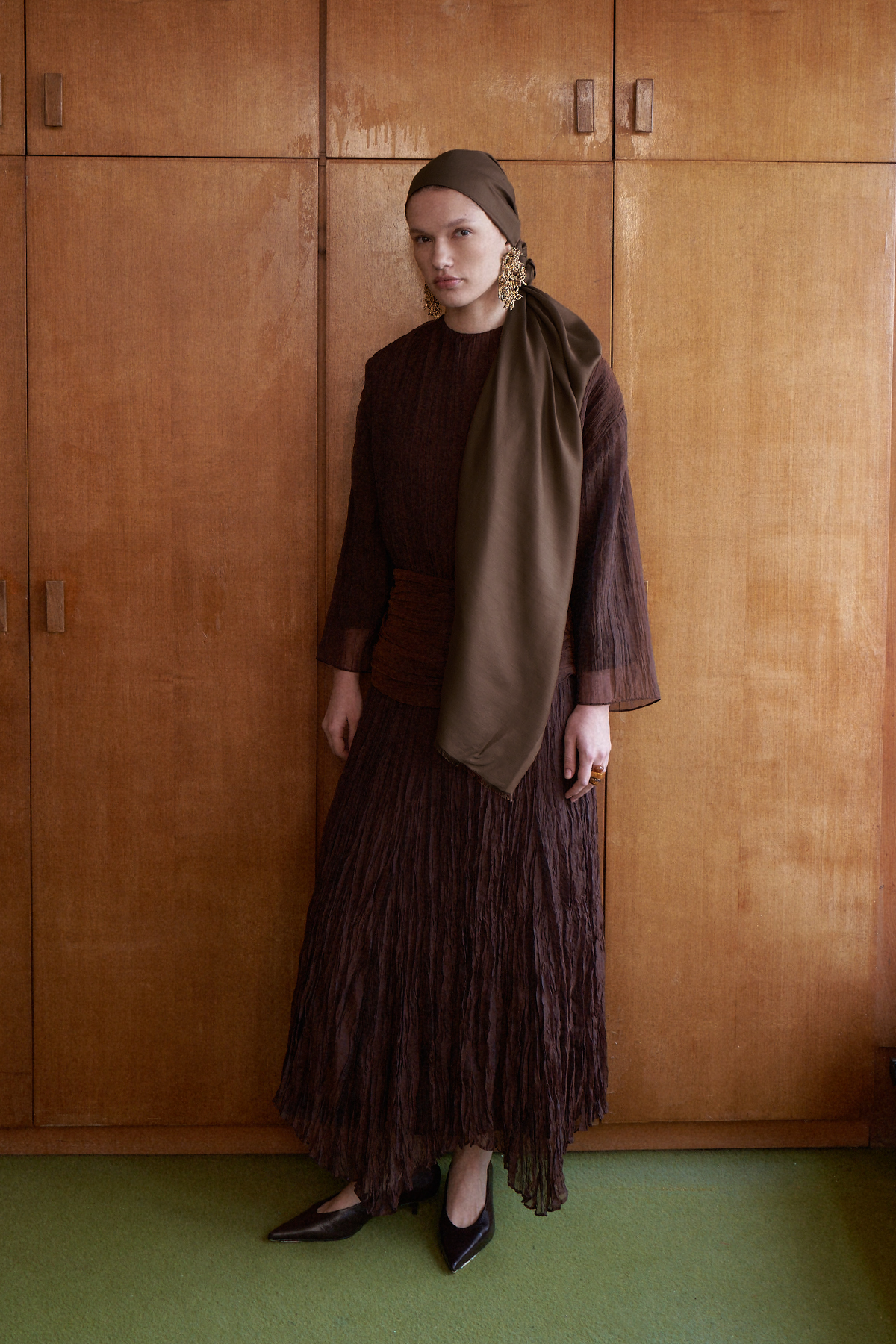 Kahverengi Düz İpek Şal