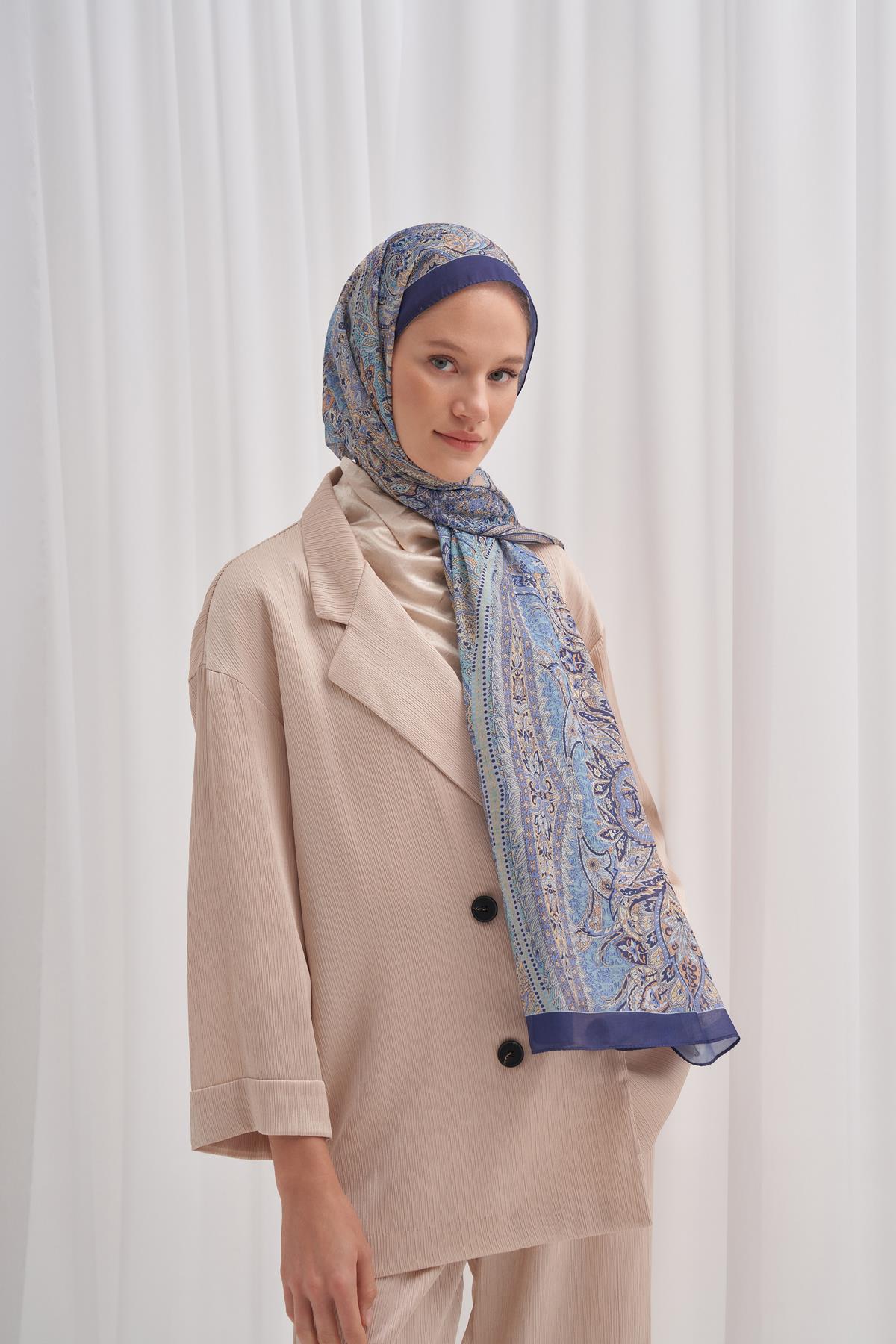 Nilla Pamuklu Şal Cappadocia Mavi