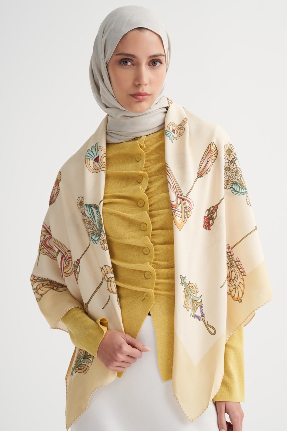Ornella Premium Omuz Şalı Sarı