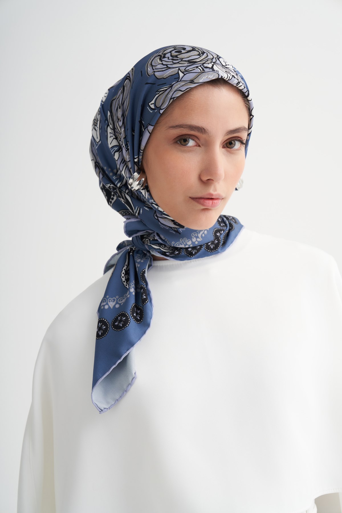 Silva Mavi Twill Eşarp