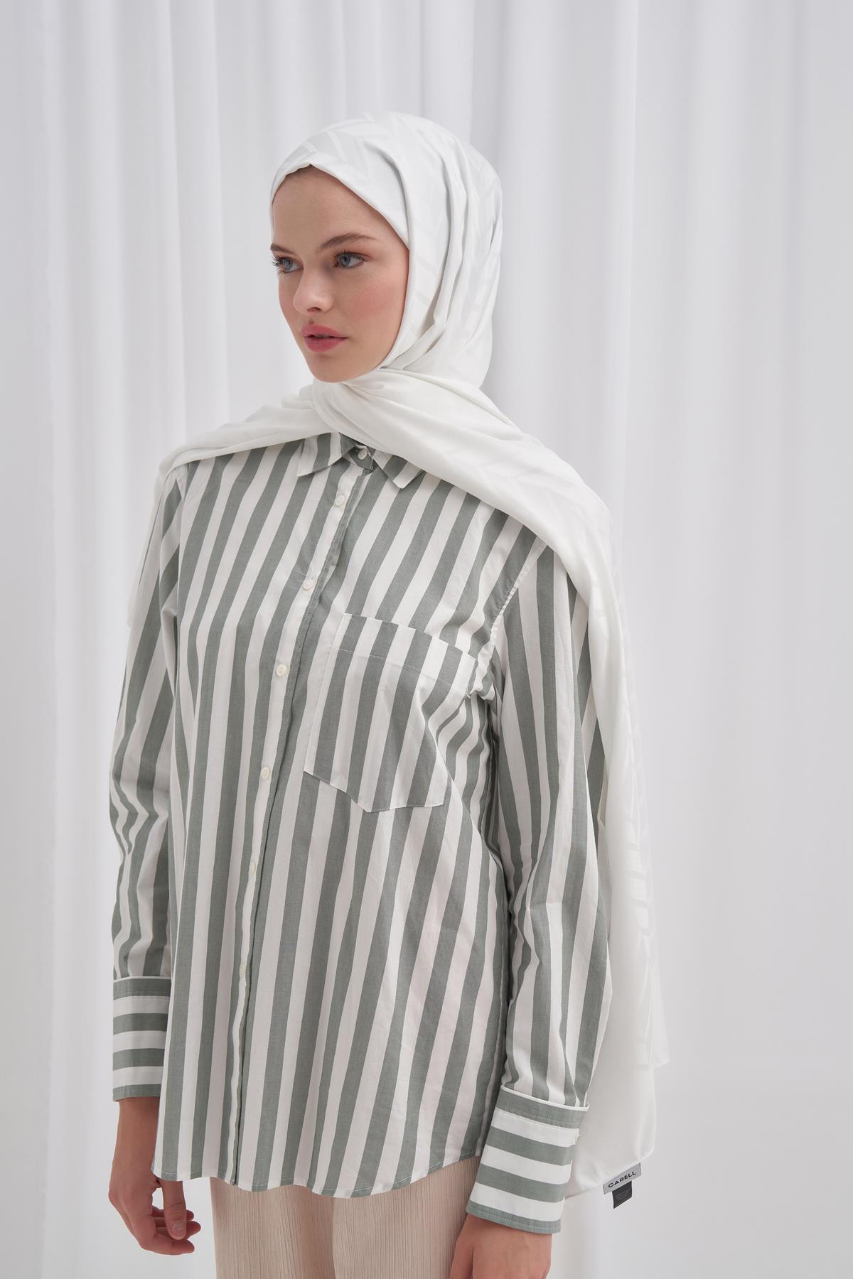 Baklava Desen Pamuk İpek Şal Ekru