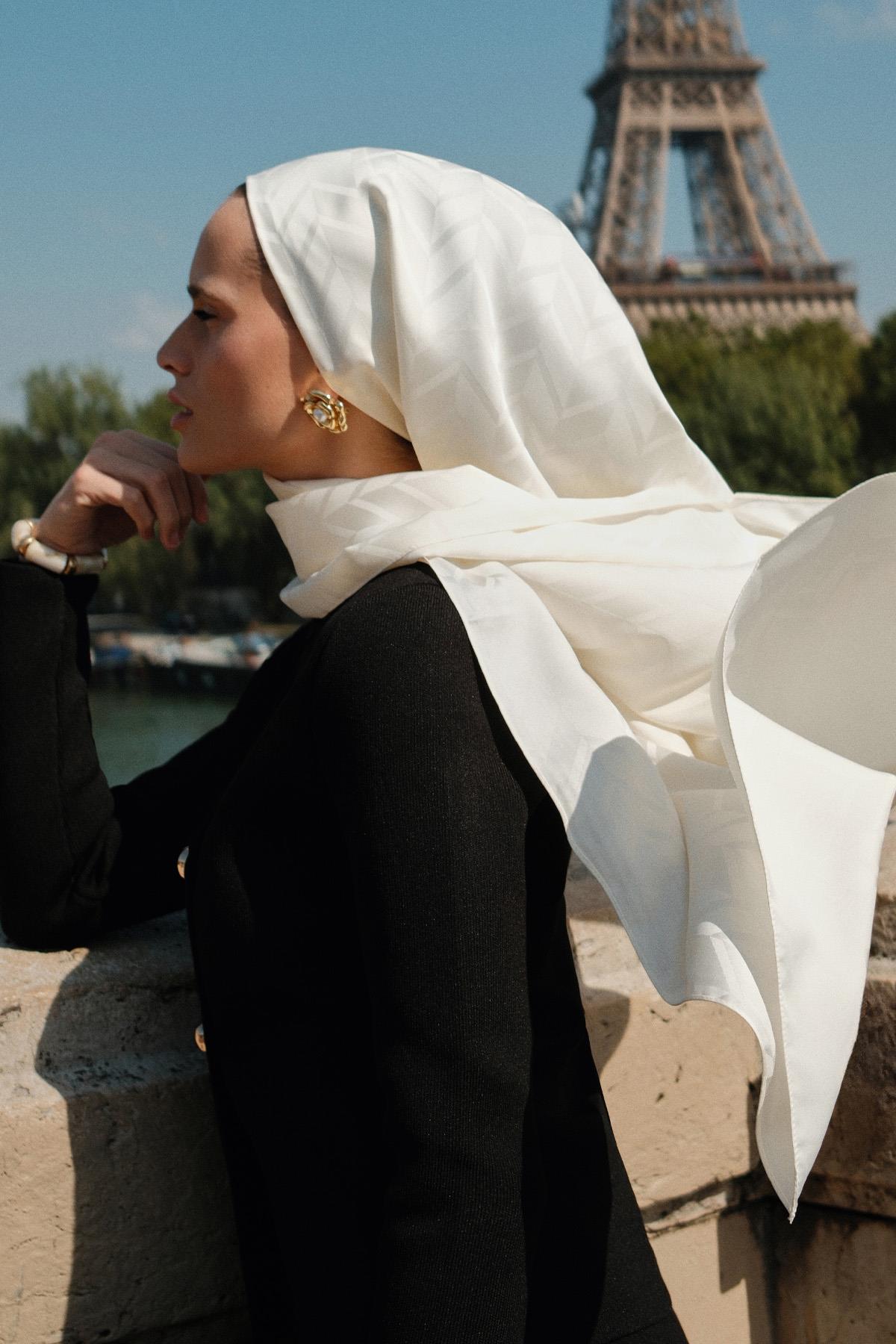 Baklava Desen Pamuk İpek Şal İnci