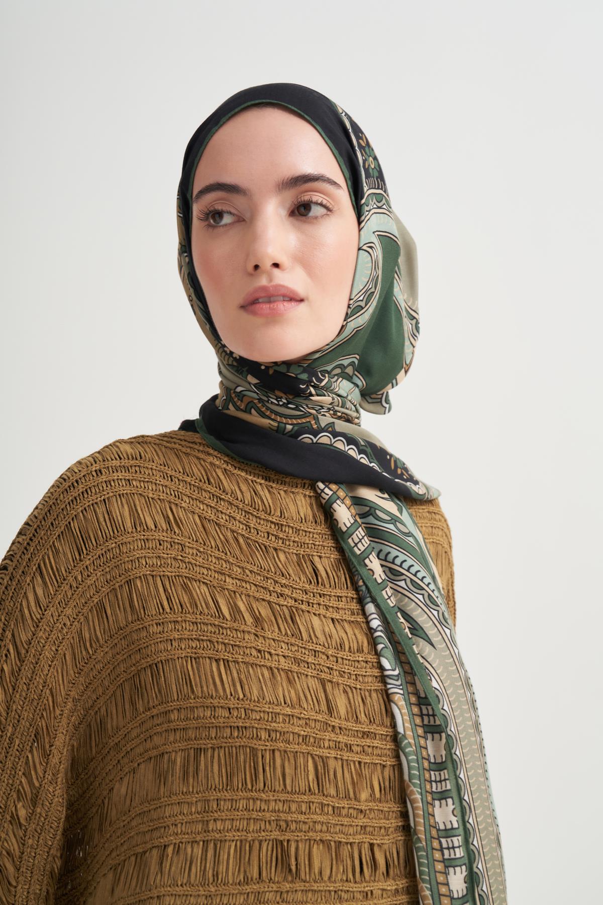 Lavina İncira Viskon Şal Zümrüt Yeşili