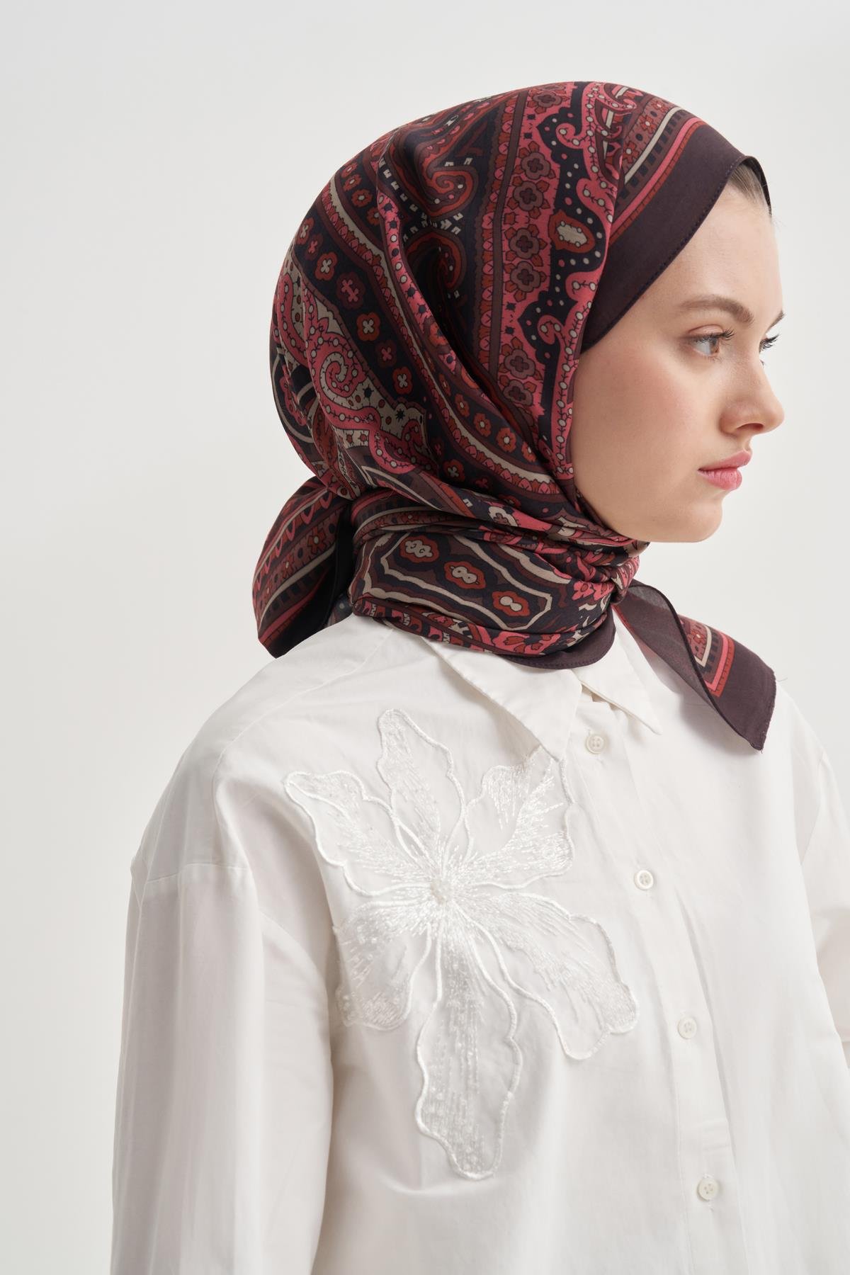 Sienna Bordo Nilla Pamuklu Şal