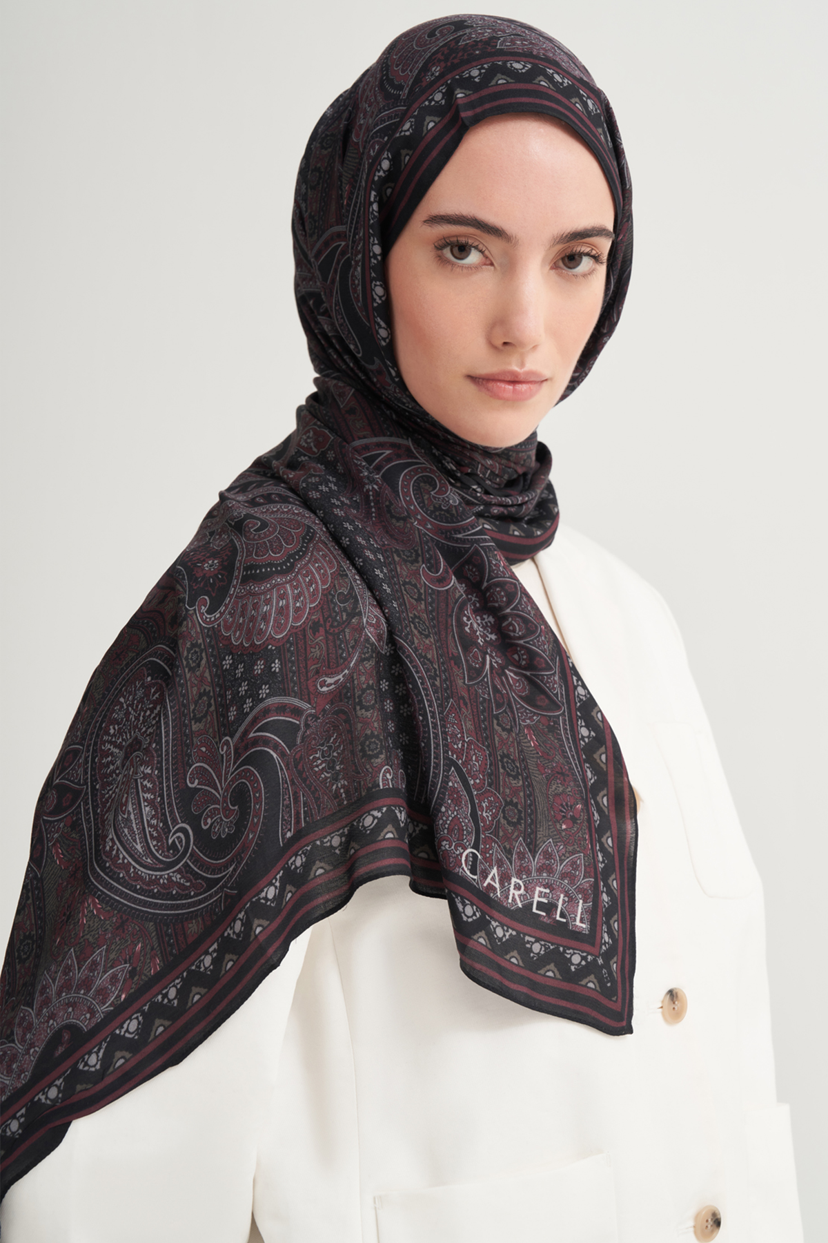 Etnik İncira Viskon Şal Gül Kurusu