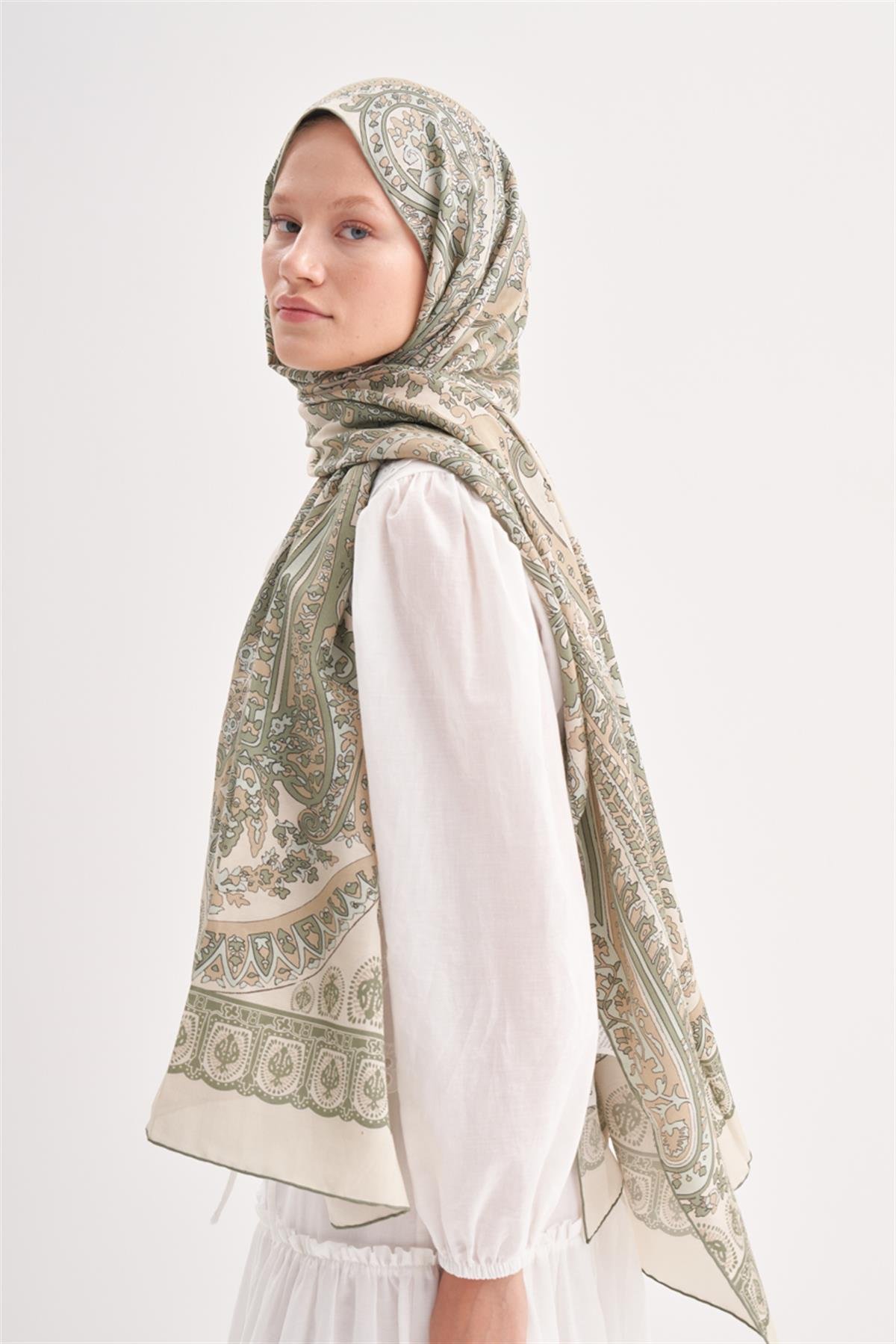 Bliss Zeytin Yeşili Comfy İpek Şal