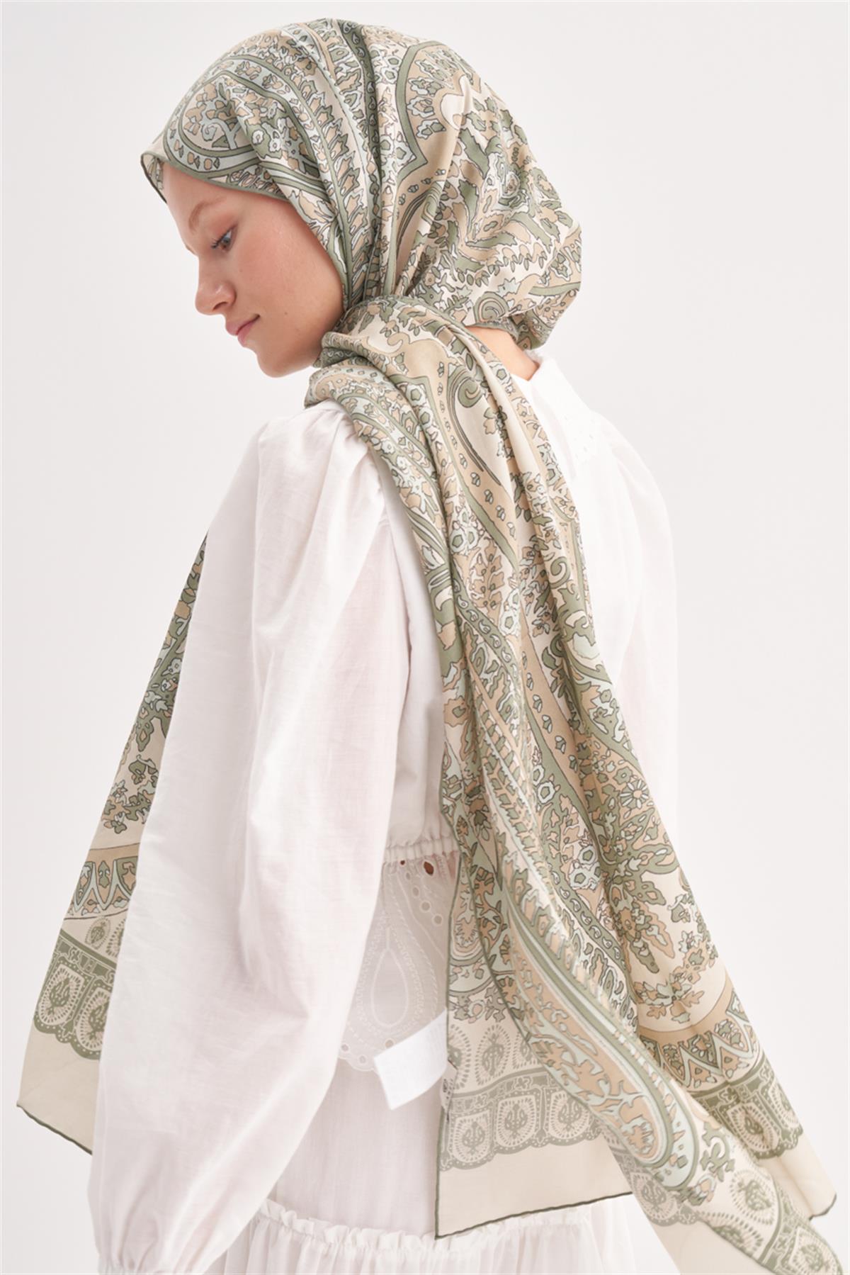 Bliss Zeytin Yeşili Comfy İpek Şal