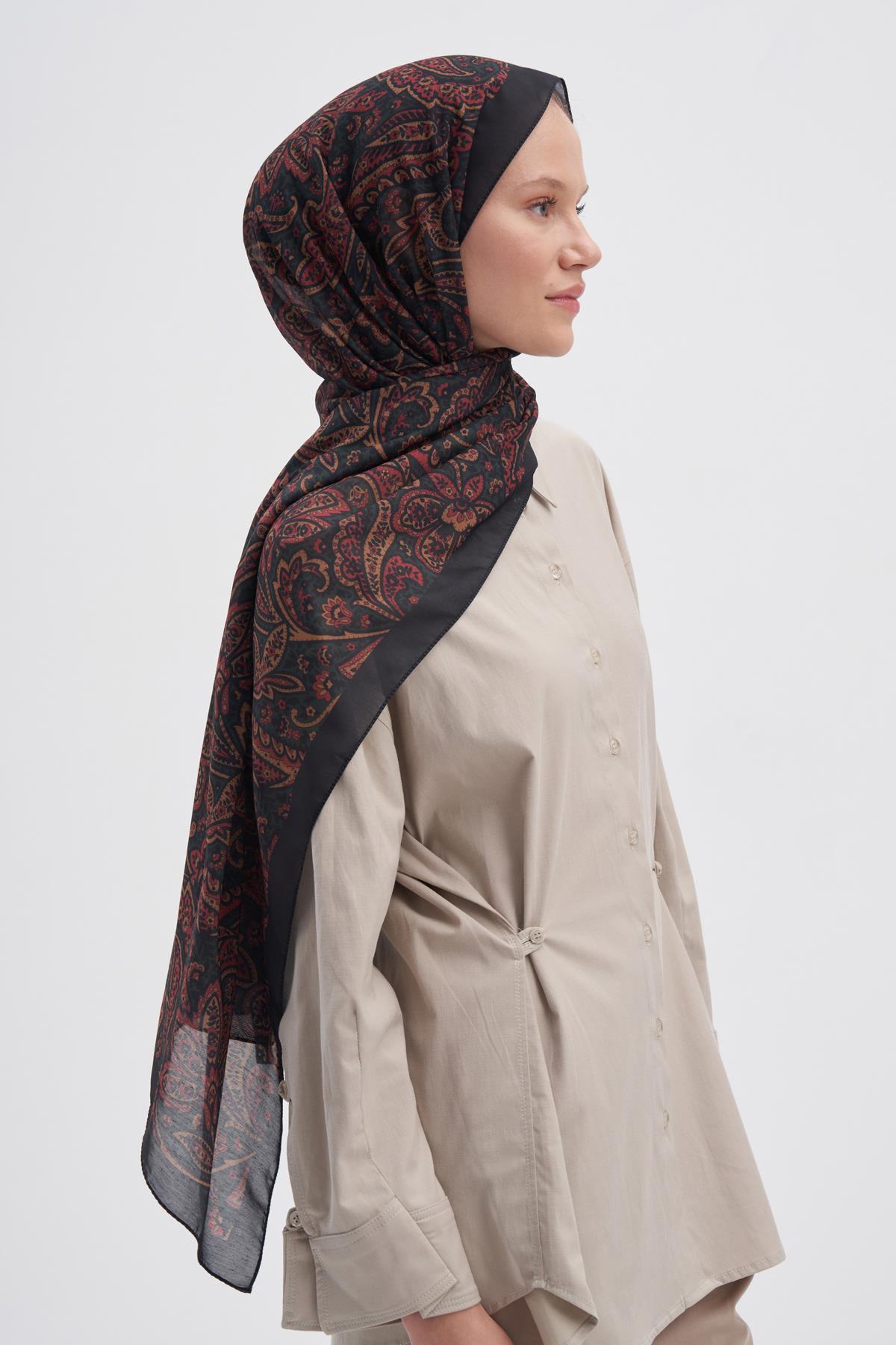 Bloom Dark Nilla Pamuklu Şal