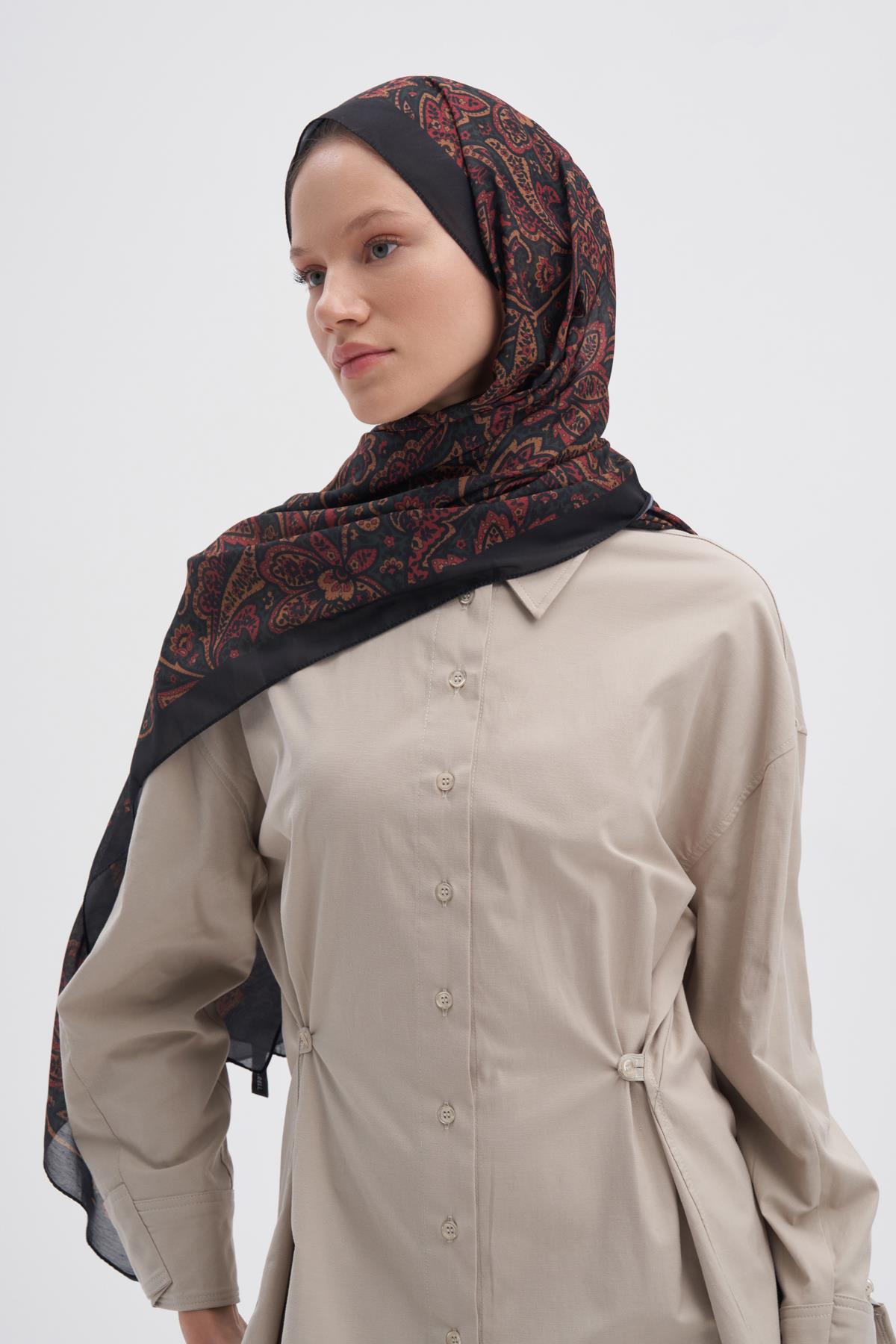 Bloom Dark Nilla Pamuklu Şal