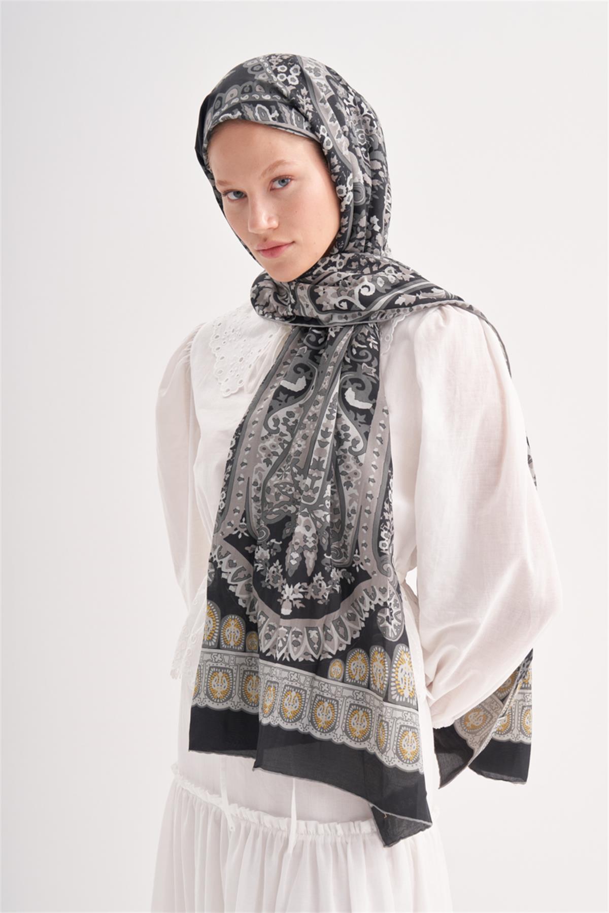 Bohemian Siyah Comfy İpek Şal