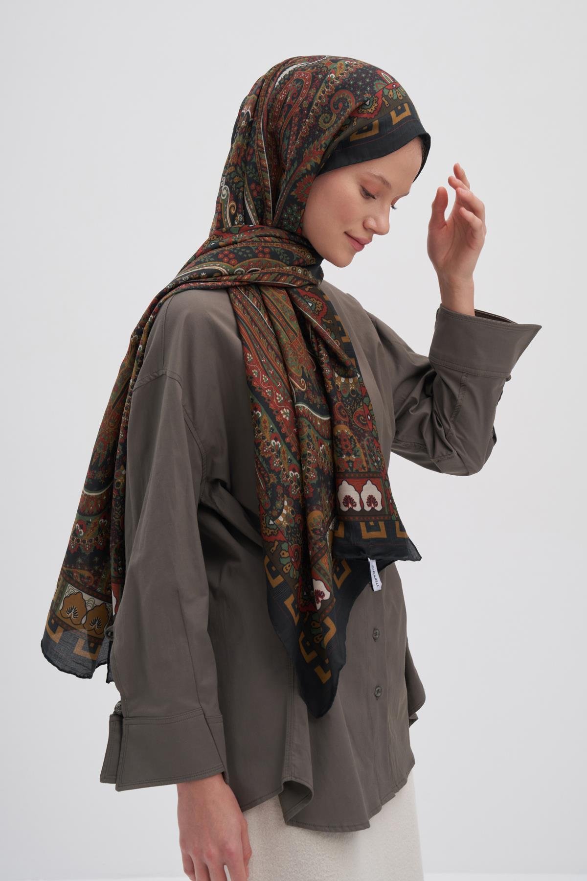 Breeze Dark Early İpek Şal