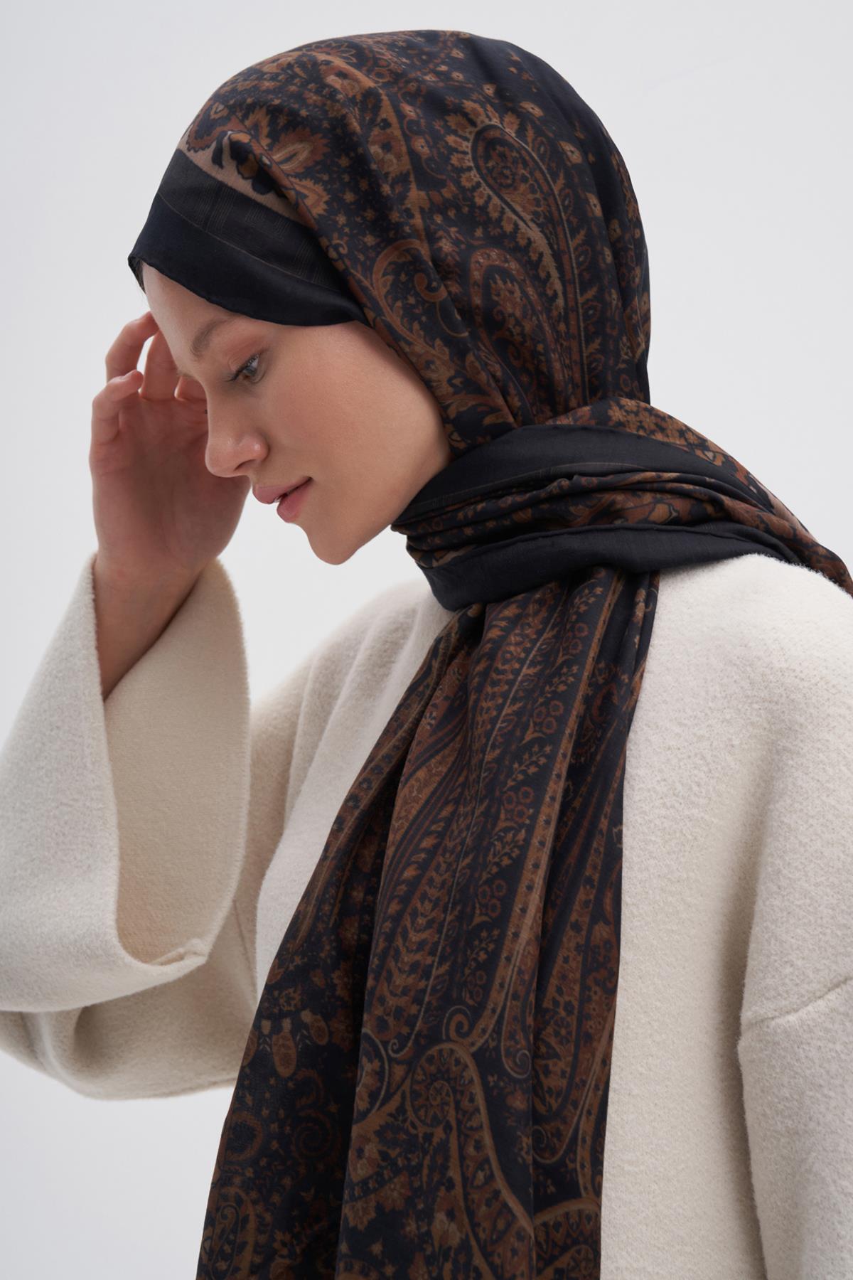 Breeze Kahve Early İpek Şal