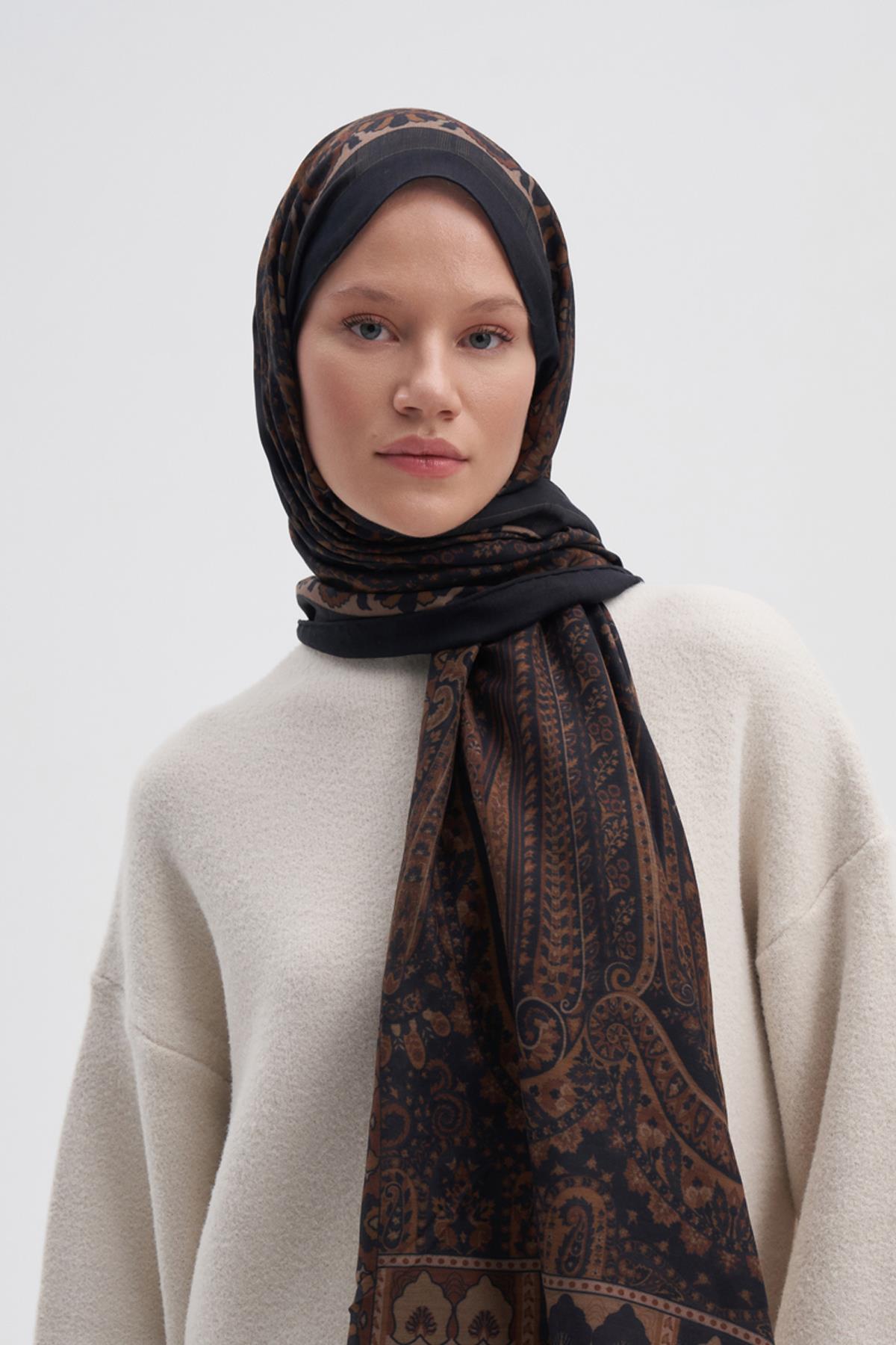 Breeze Kahve Early İpek Şal