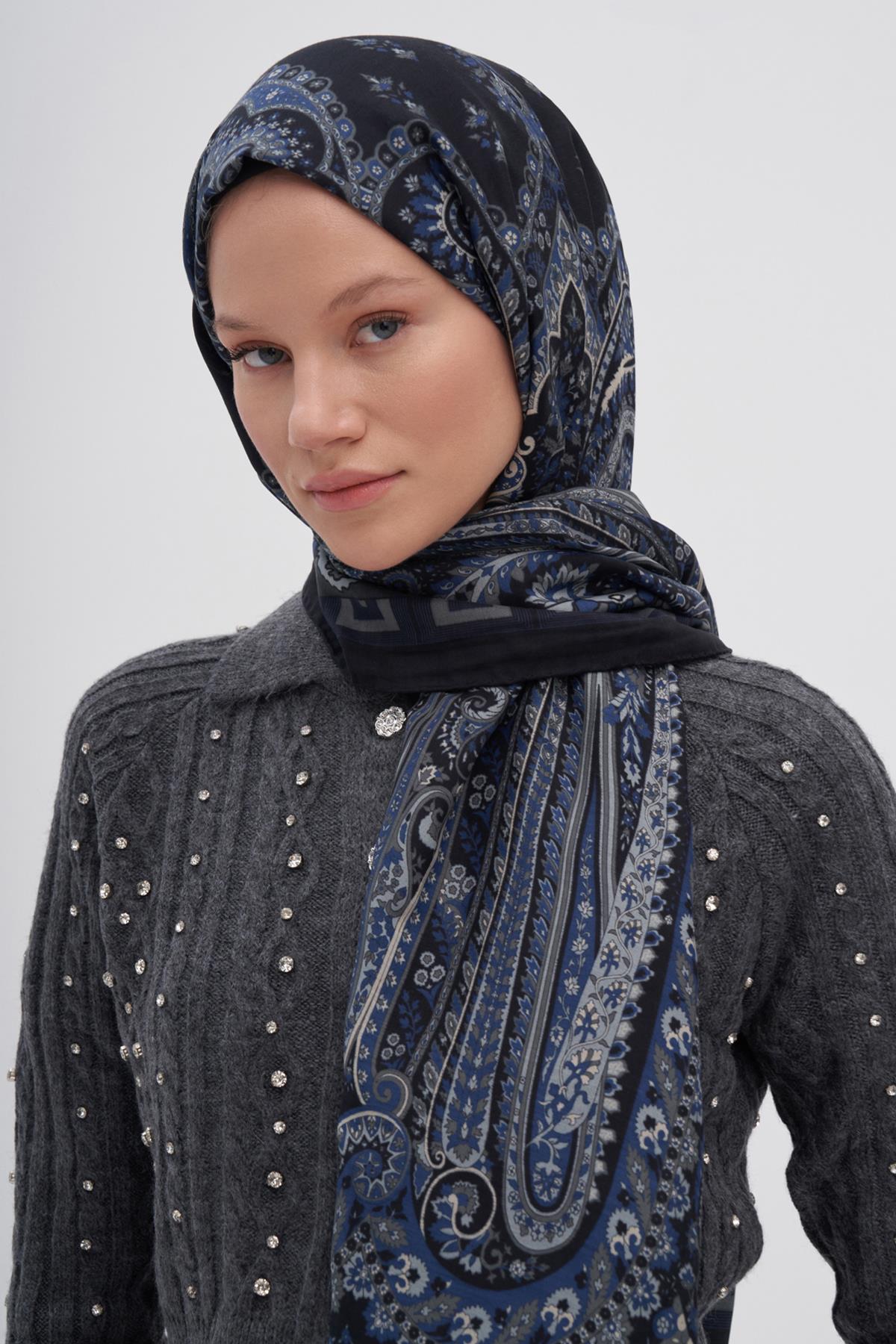 Breeze Lacivert Early İpek Şal