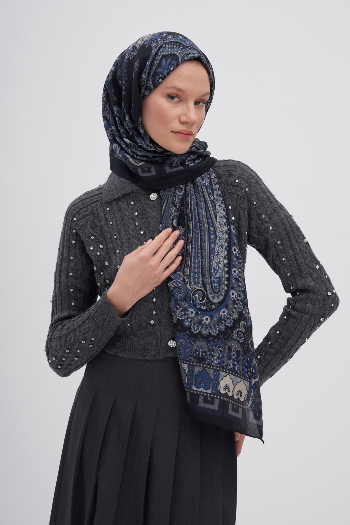 Breeze Lacivert Early İpek Şal