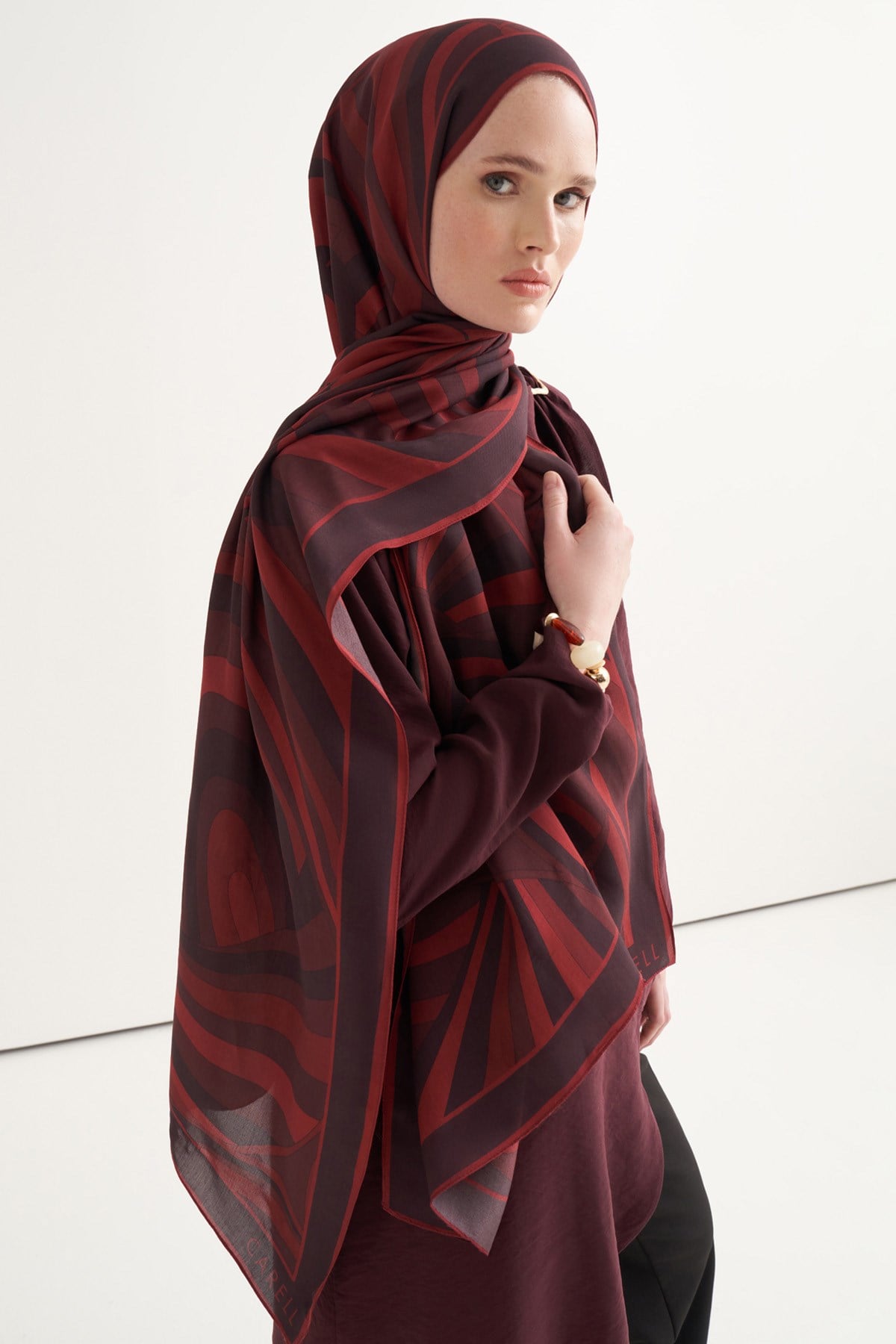 Morina Floş Şal Bordo