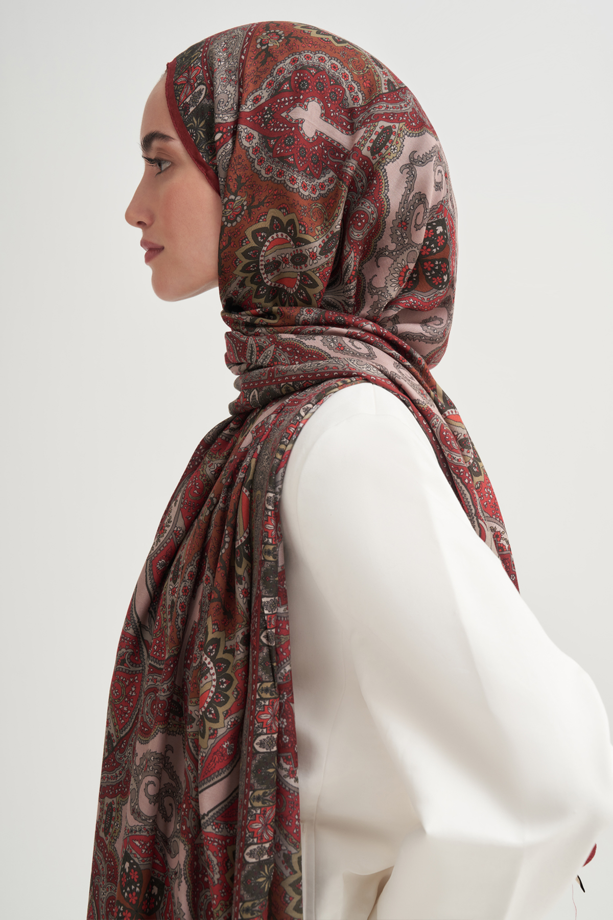 Aria İncira Viskon Şal Kızıl