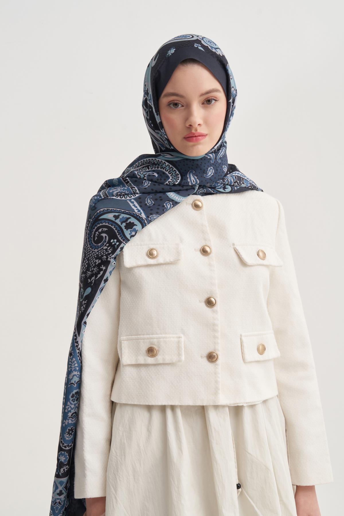 Liora Lacivert Nilla Pamuklu Şal