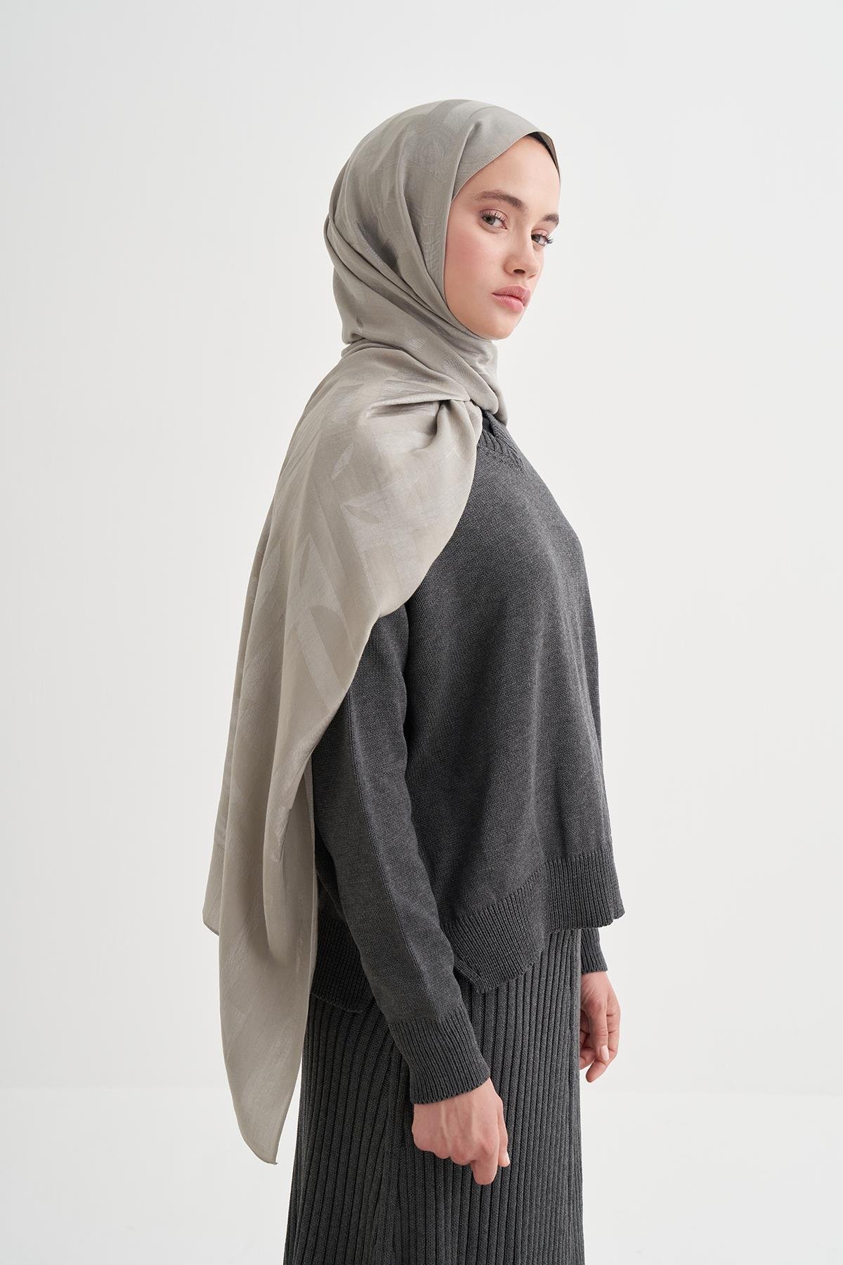 Geometrik Desen Liora Pamuk Şal Gri