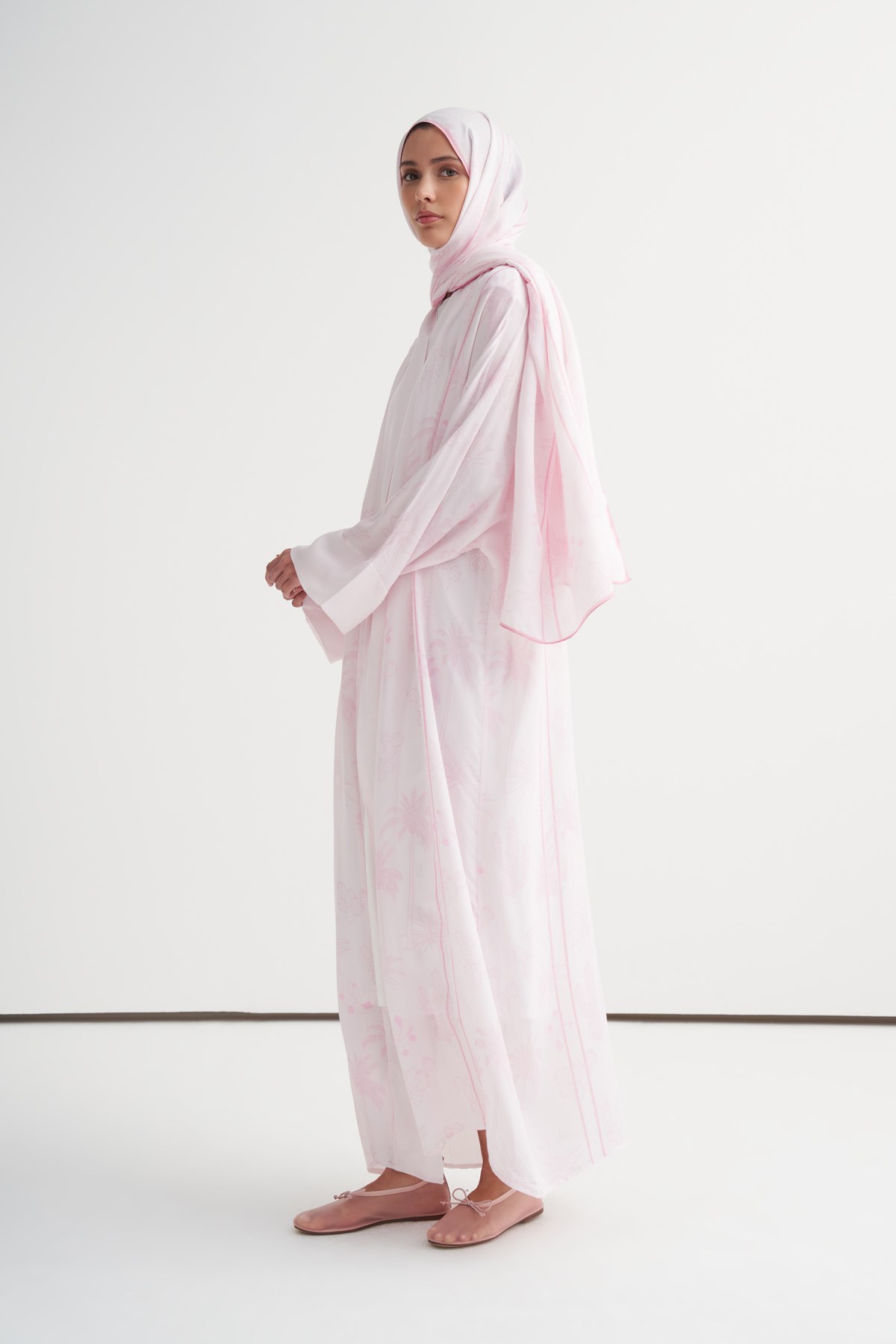 Mania Floş Abaya Soft Pembe