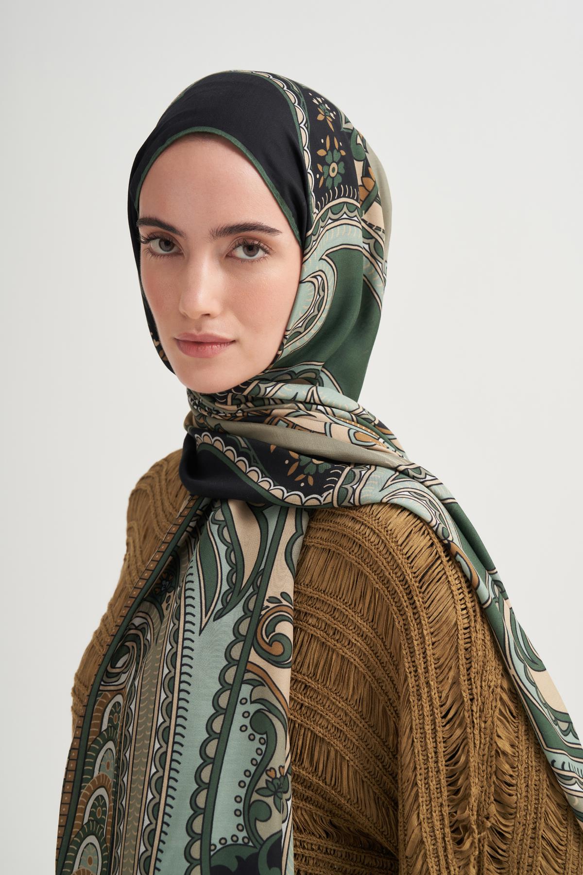 Lavina İncira Viskon Şal Zümrüt Yeşili