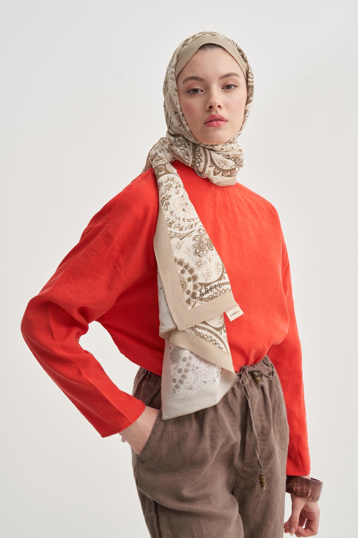 Rosella Krem Nilla Pamuklu Şal