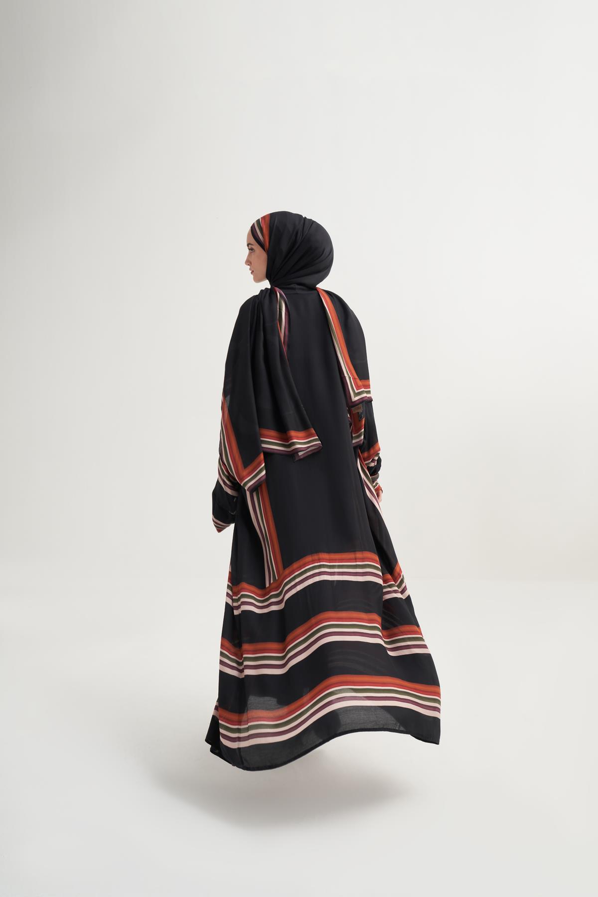 Mina İncira Viskon Abaya Siyah