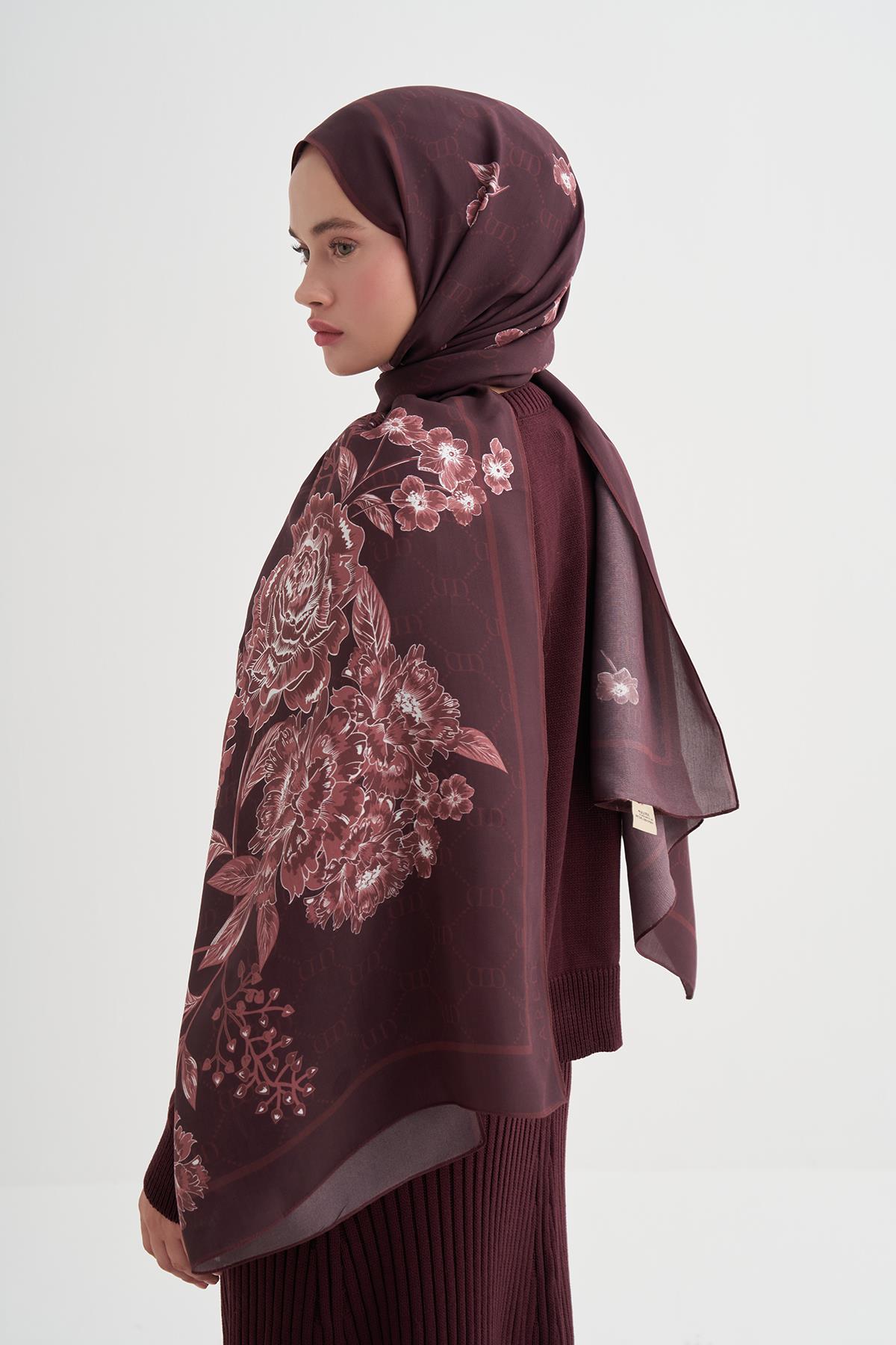 Floriva Monogram Floş Şal Kızıl