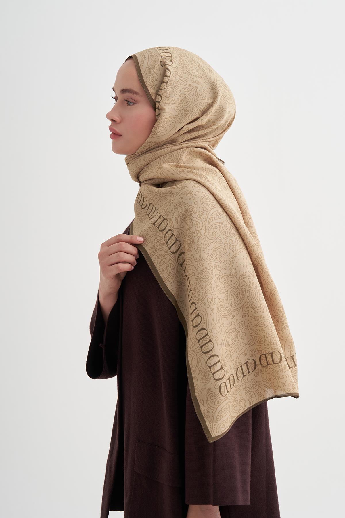 Elenora Monogram Floş Şal Dore