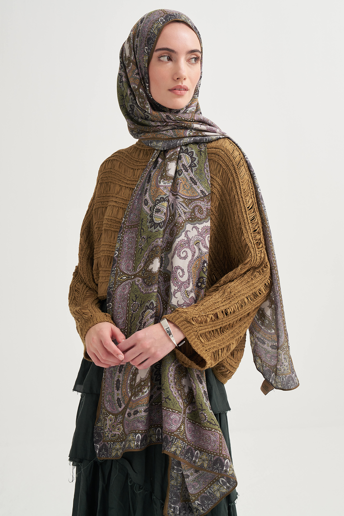 Aria İncira Viskon Şal Soft Yeşil