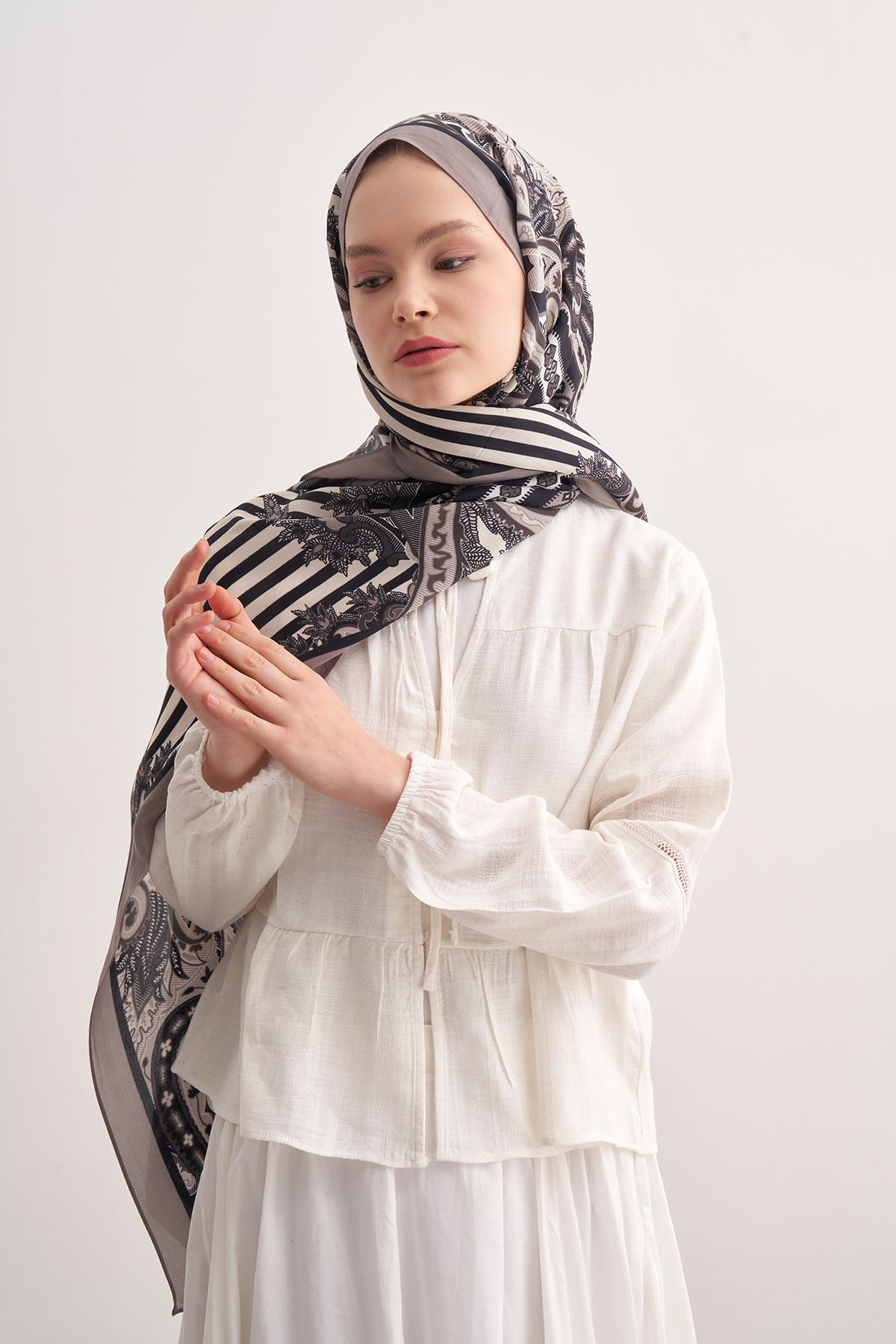 Bloomline Füme Vela Floş Şal