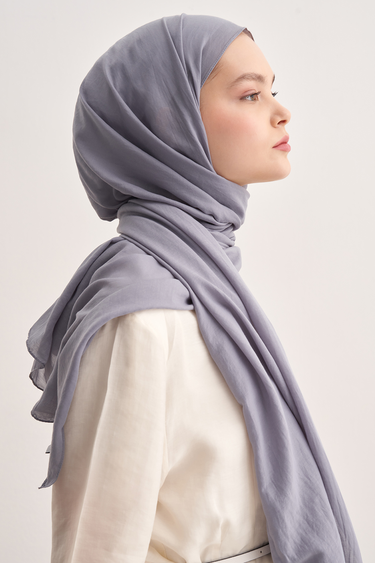 Organik  Kırışık  Şal Silver Gri