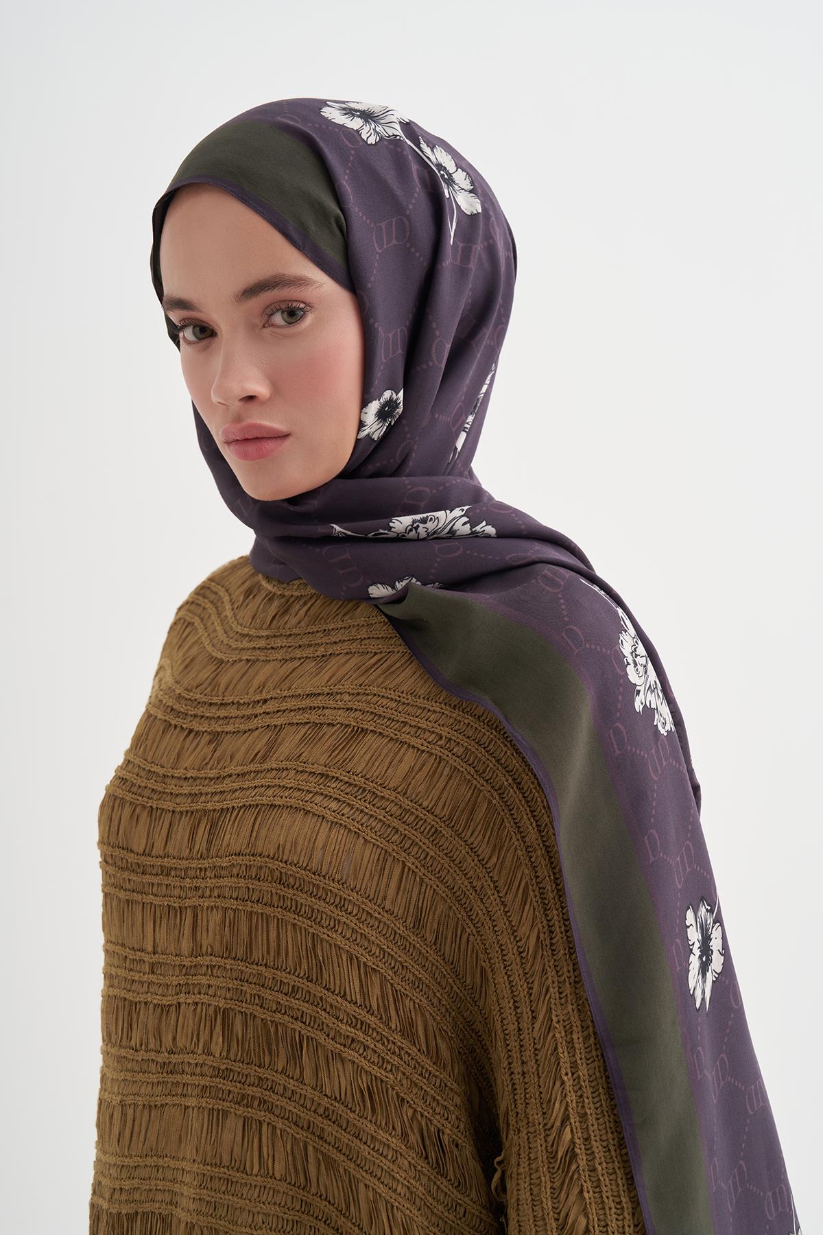 Floriva Monogram Floş Şal Mor