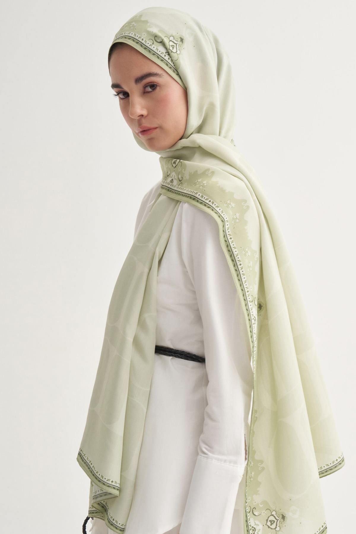 Luxe Monogram Floş Şal Soft Yeşil