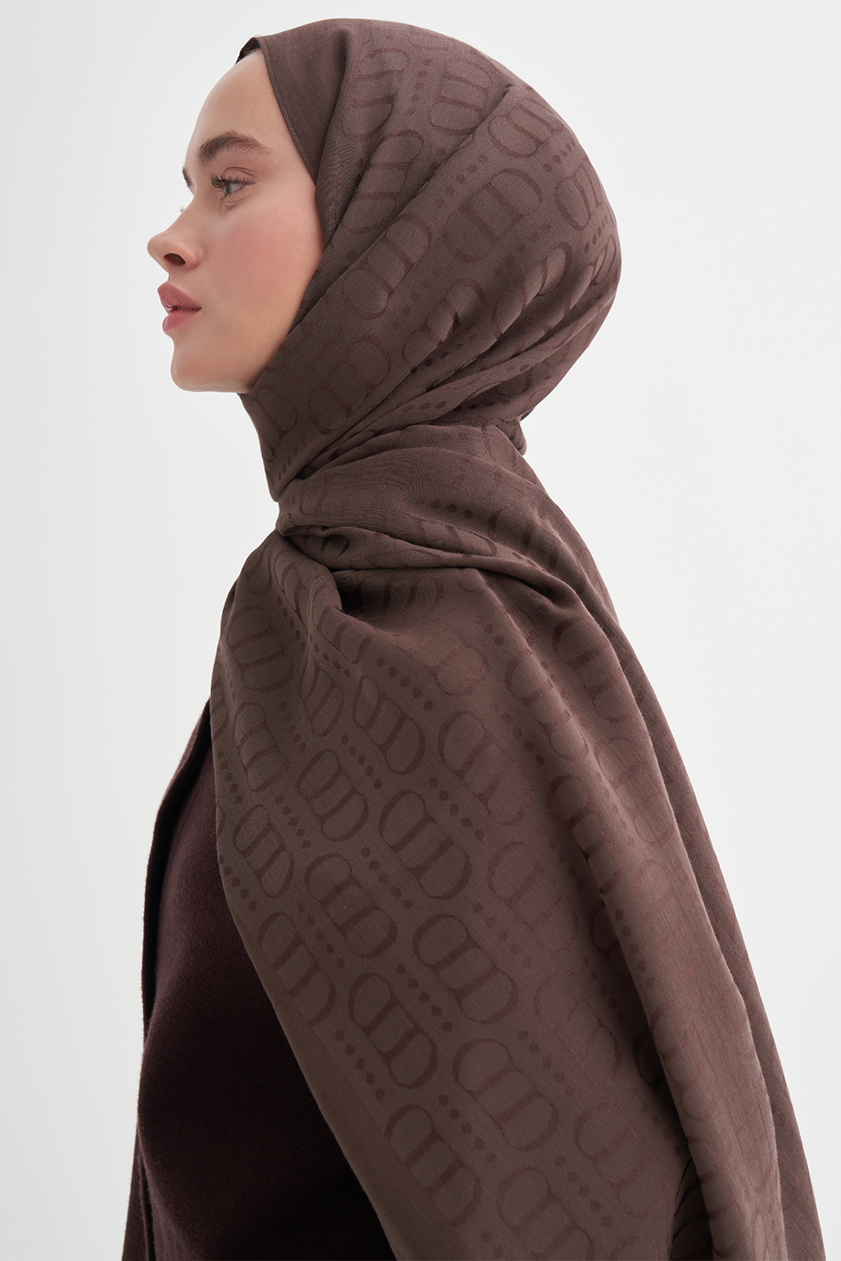 Luxe Desen Liora Pamuk Şal Sütlü Kahve