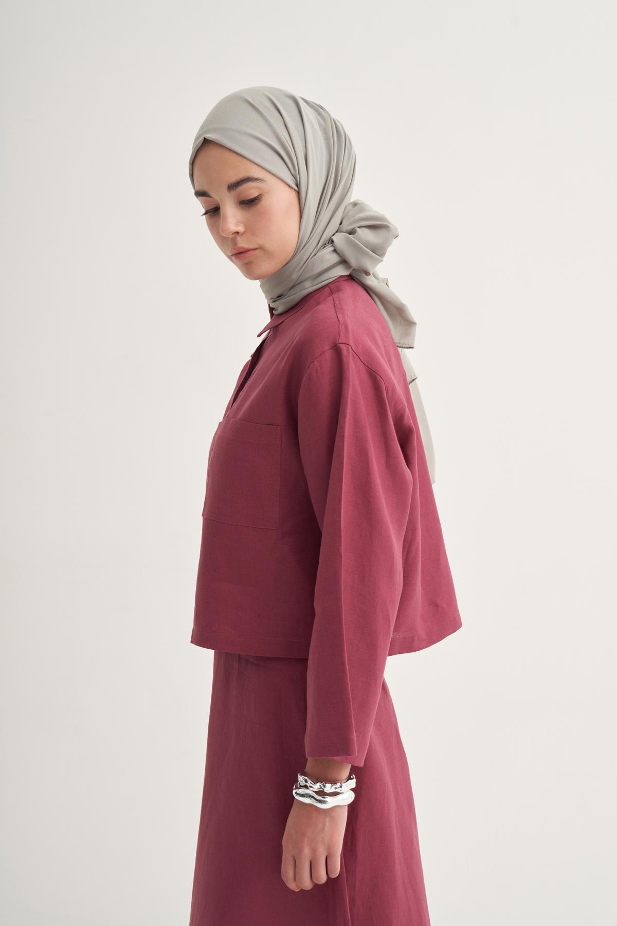 Organik  Kırışık  Şal Açık Gri