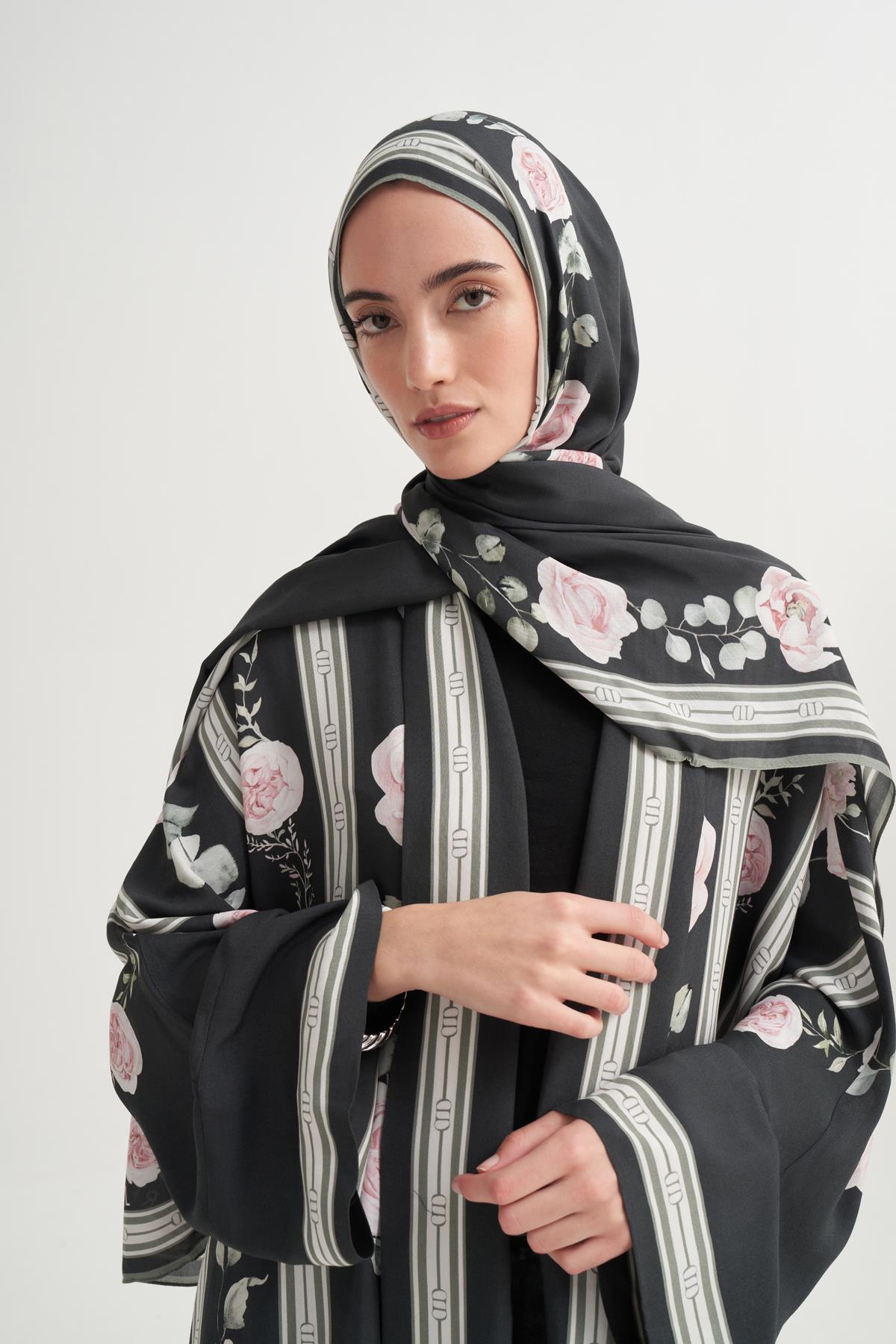 Floris Monogram Floş Şal Siyah