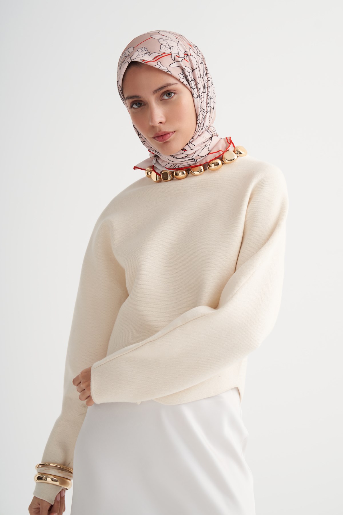 Atelier Bej Twill Eşarp