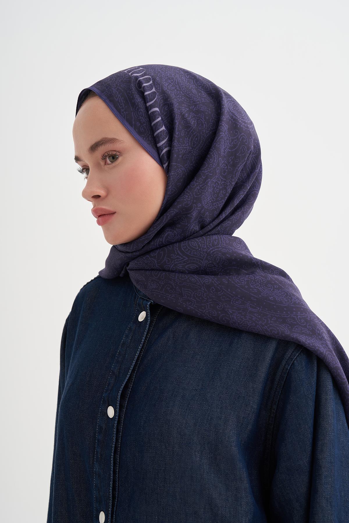 Elenora Monogram Floş Şal Morcivert