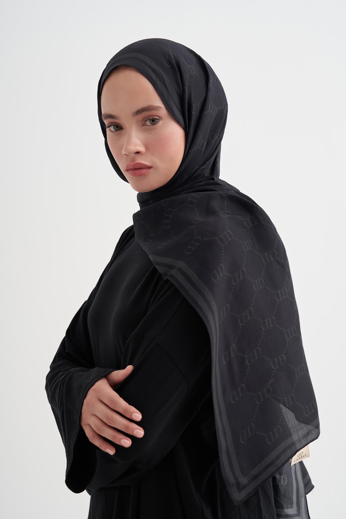 Grace Monogram Floş Şal Siyah