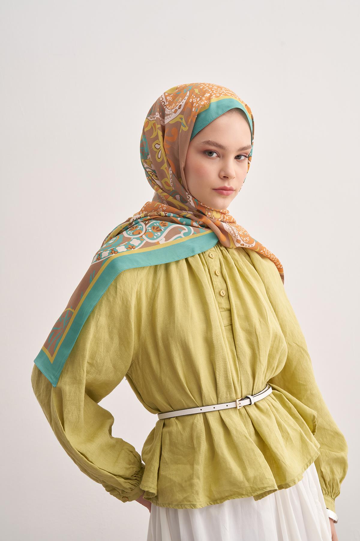 Lune Nil Yeşili  Vela Floş Şal